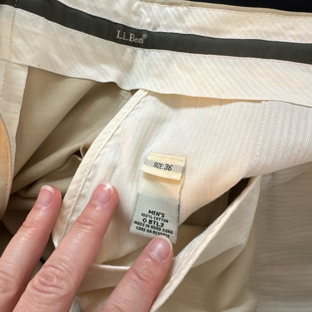 L.L. Bean Men's Pleated Dress Pants Khaki Beige Size 36x31 Classic Slacks Cotton - Picture 3 of 8